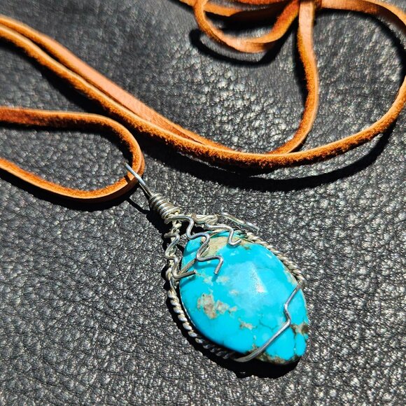 Southwest Turquoise and Sterling Silver Pendant - Picture 1 of 7